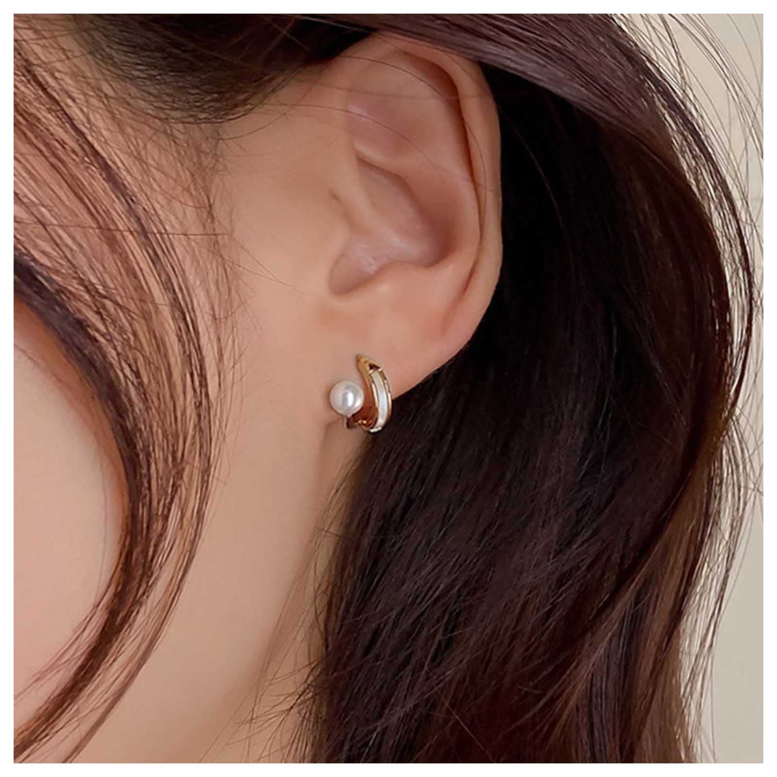 Cimenexe Pendientes de tuerca de perlas vintage Pendientes de perlas pequeñas Pendientes de cuentas de perlas de oro Pendientes de perlas mínimas Pendientes de novia Pendientes de boda Joyas para