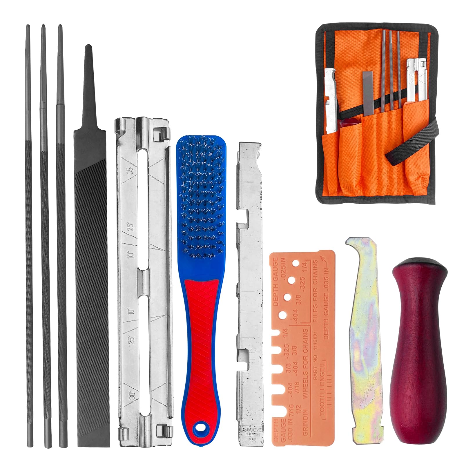 11 Piezas Limas para Motosierra, Lima Redonda para Cadena de Sierra, Kit de Afilado para Motosierra, Afilador Cadena de Cadenas Motosierr, para Madera, Metal, Cuero, Plástico