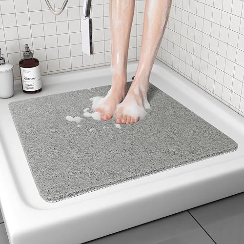 Miniatura 12 de Tapete de ducha antideslizante, cómodo tapete de baño para superficie texturizada, secado rápido, fácil limpieza, tapete de piso de ducha para área