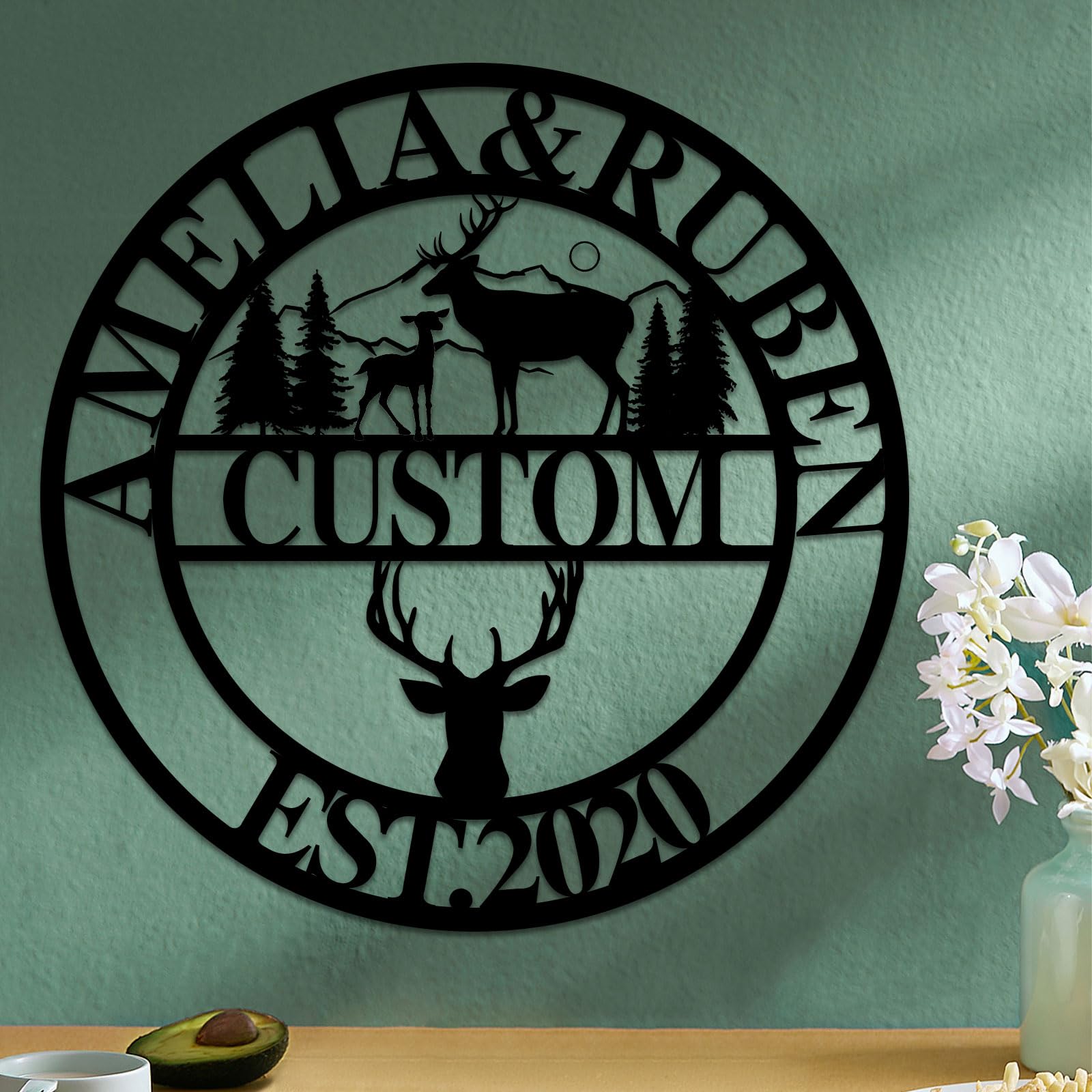 Ngbewu Style 5 Personalised Wedding Anniversary Metal Signs | Custom Metal Name Signs | Ideal For Home, Outdoor & Bedroom Decor | Personalised Gift For Couples & Housewarmings (Style 5)