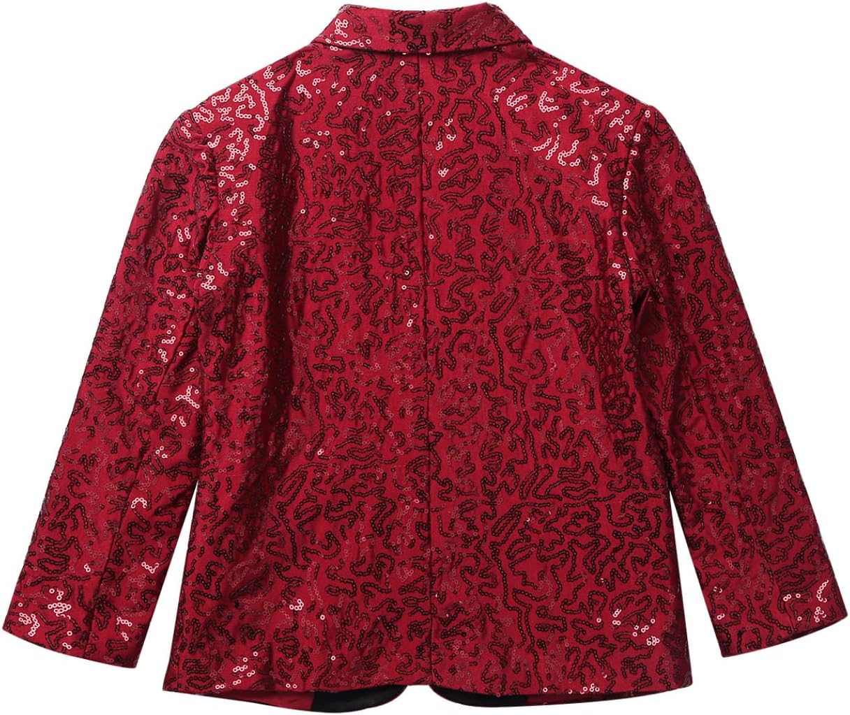 Kids Boys Shiny Sequined Suit Formal Tuxedo Blazer Jacket Coat for Wedding Pageant Birthday Party
