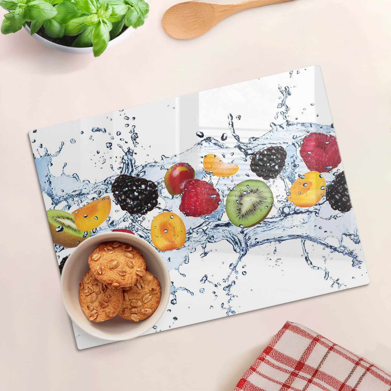 Modello termoresistente: Tagliere in vetro 40x30 cm Frutta Acqua