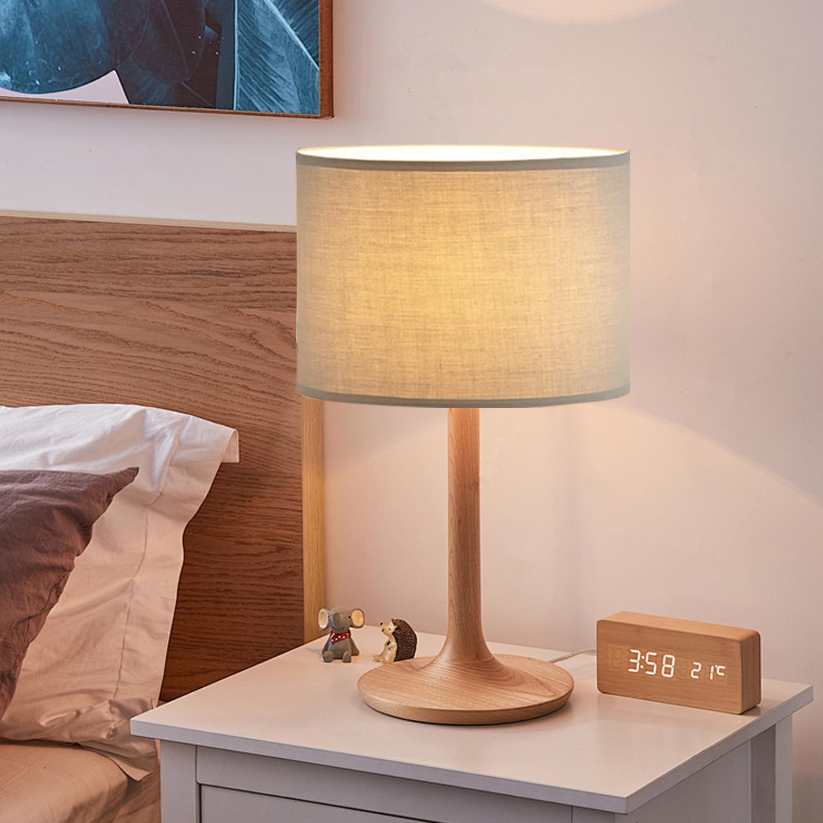 Stoff Lampenschirm aus Leinen | Handgefertigter Lampenschirm für Stehlampe, Hängelampe & Tischlampe | E27-Fassung | Blendfreies Licht Lampshade | Ø30cm x H20cm (Grau)