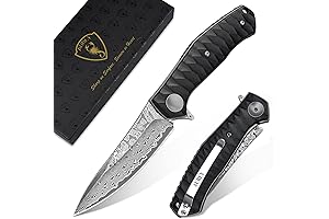 AUBEY EDC Pocket Knife: Sharp Damascus Blade with Clip