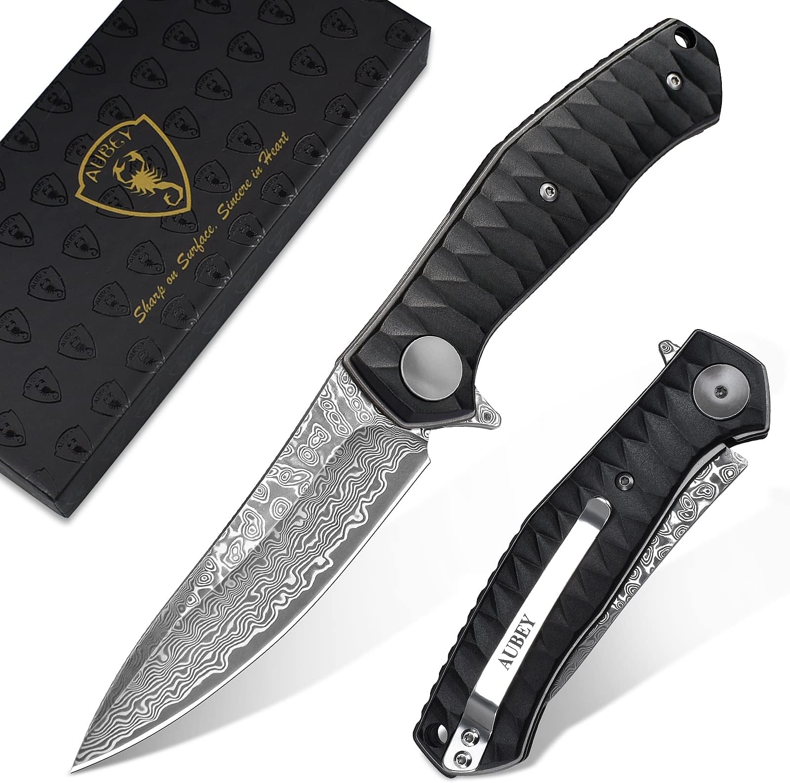 Damascus Pocket folding knife