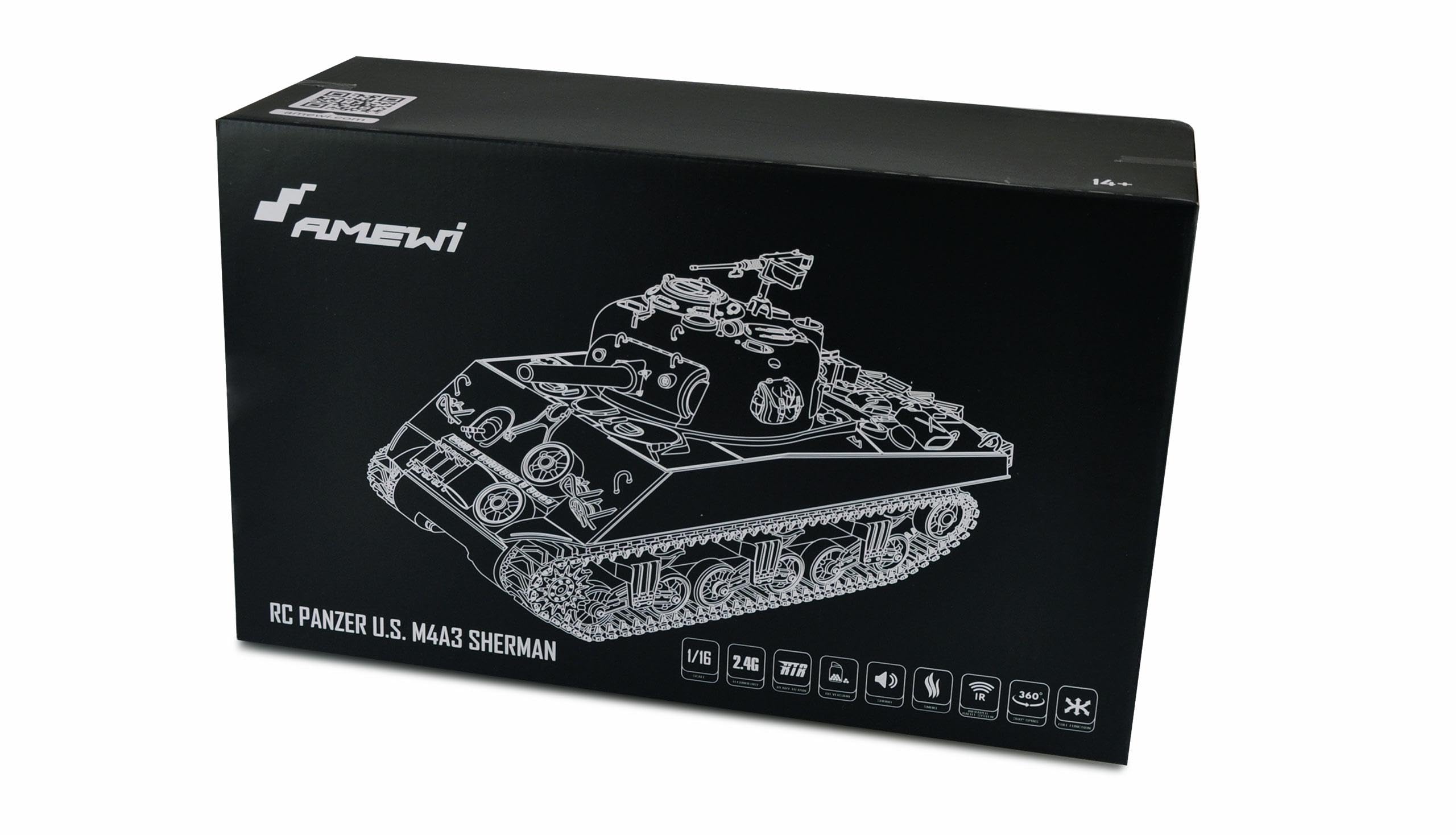 Amewi Tanque RC 1:16 U.S. M4A3 Sherman Advanced Line IR BB