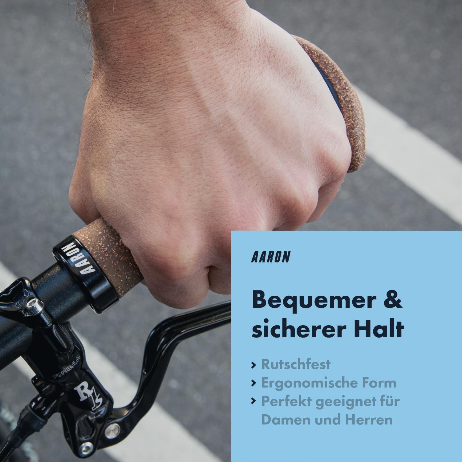 AARON Ergonomic Fahrradgriffe mit Gel Dämpfung, Ergonomische Lenkergriffe aus rutschfestem Gummi, Griffe geeignet für E-Bike, Trekkingrad, Mountainbike, Cityrad, Tourenrad, schwarz