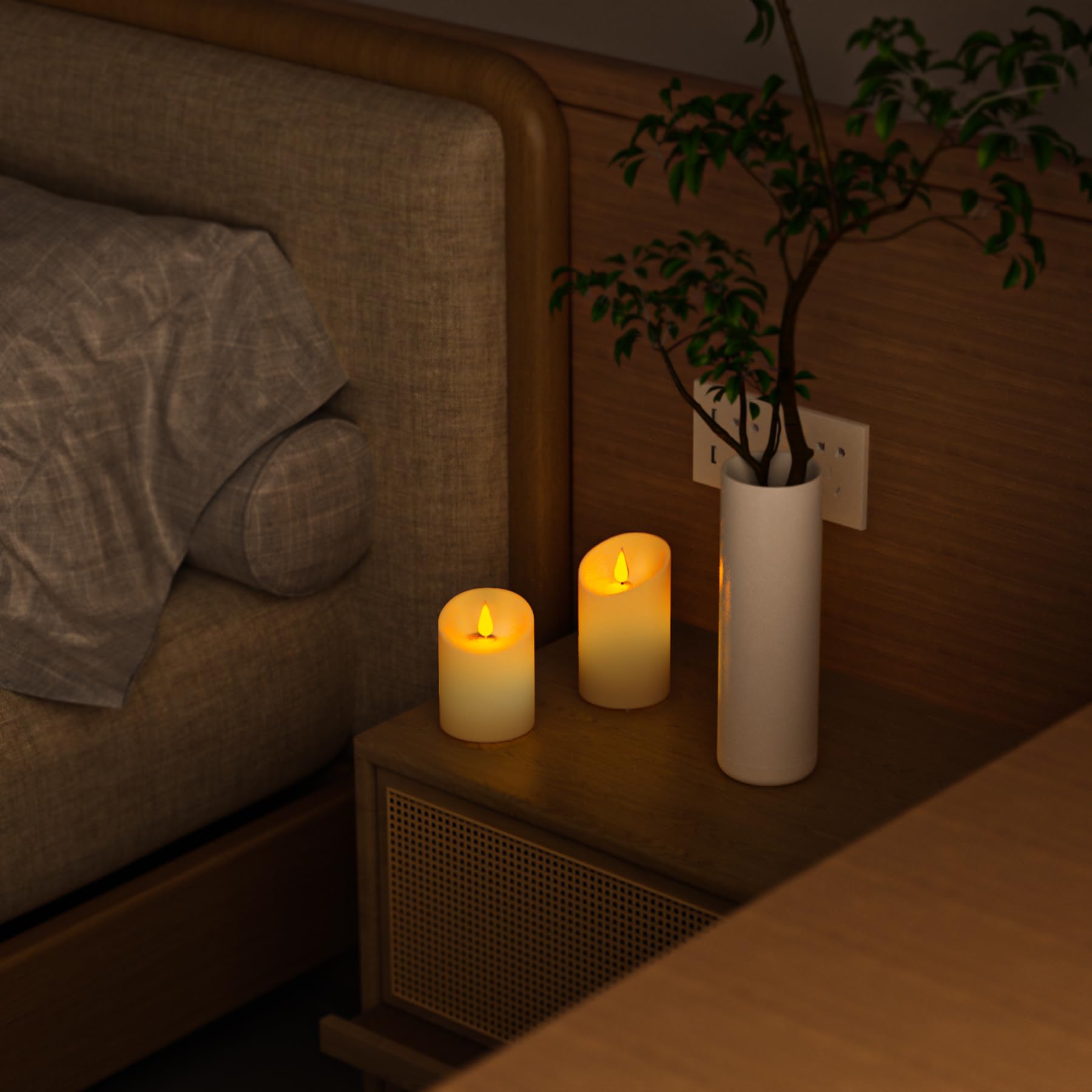 Forever Speed 3 Piezas Velas LED Recargable con Mando a Distancia, Regulable Velas Sin Llama con Cable de Carga USB para La Decoración Casera del Partido, Acampar, Boda, Regalos