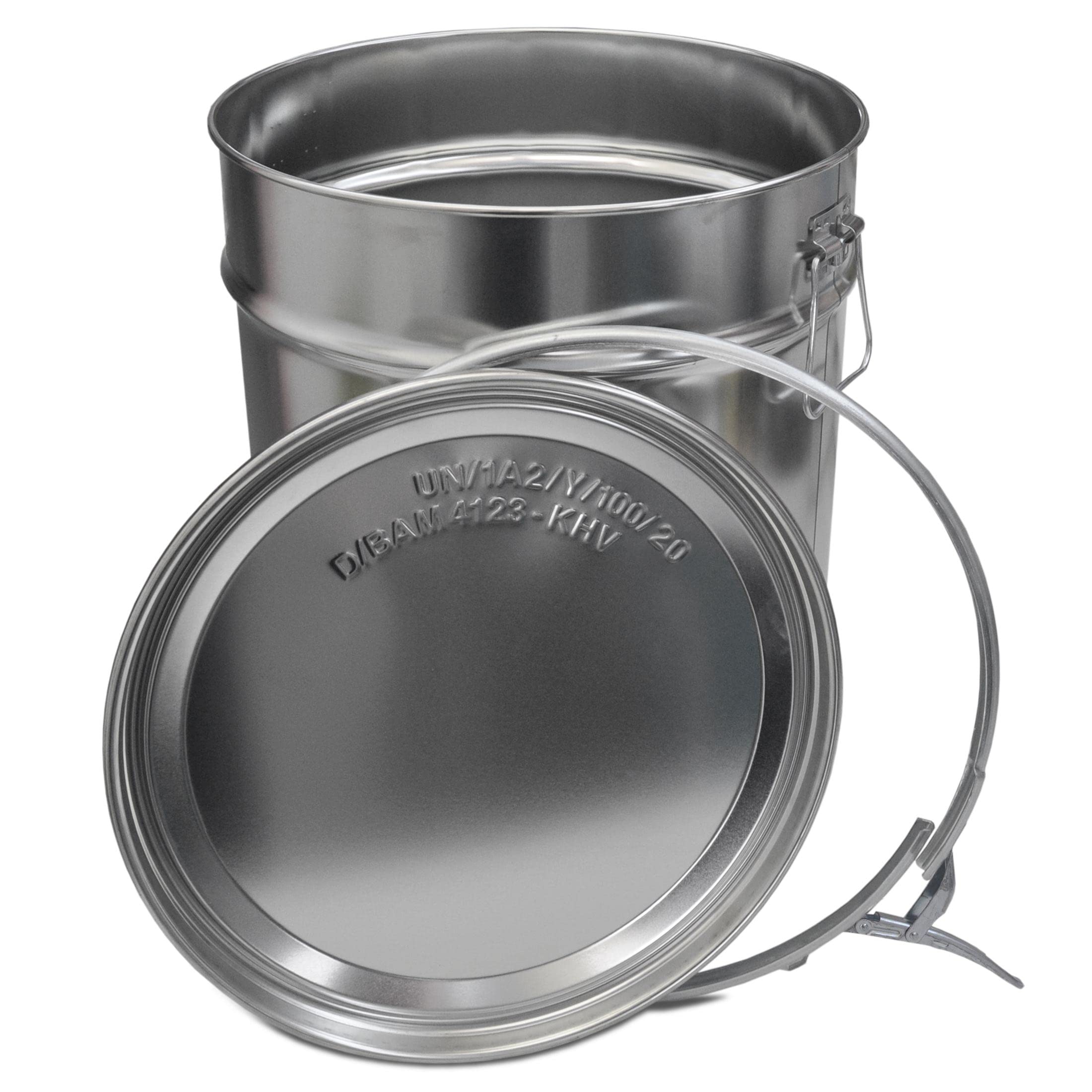 Hobbock, secchio in latta da 30 litri, con coperchio con anello di fissaggio, manico in metallo stabile, resistente all'aria e ai liquidi, robusto e impilabile, adatto per merci pericolose (30 litri)