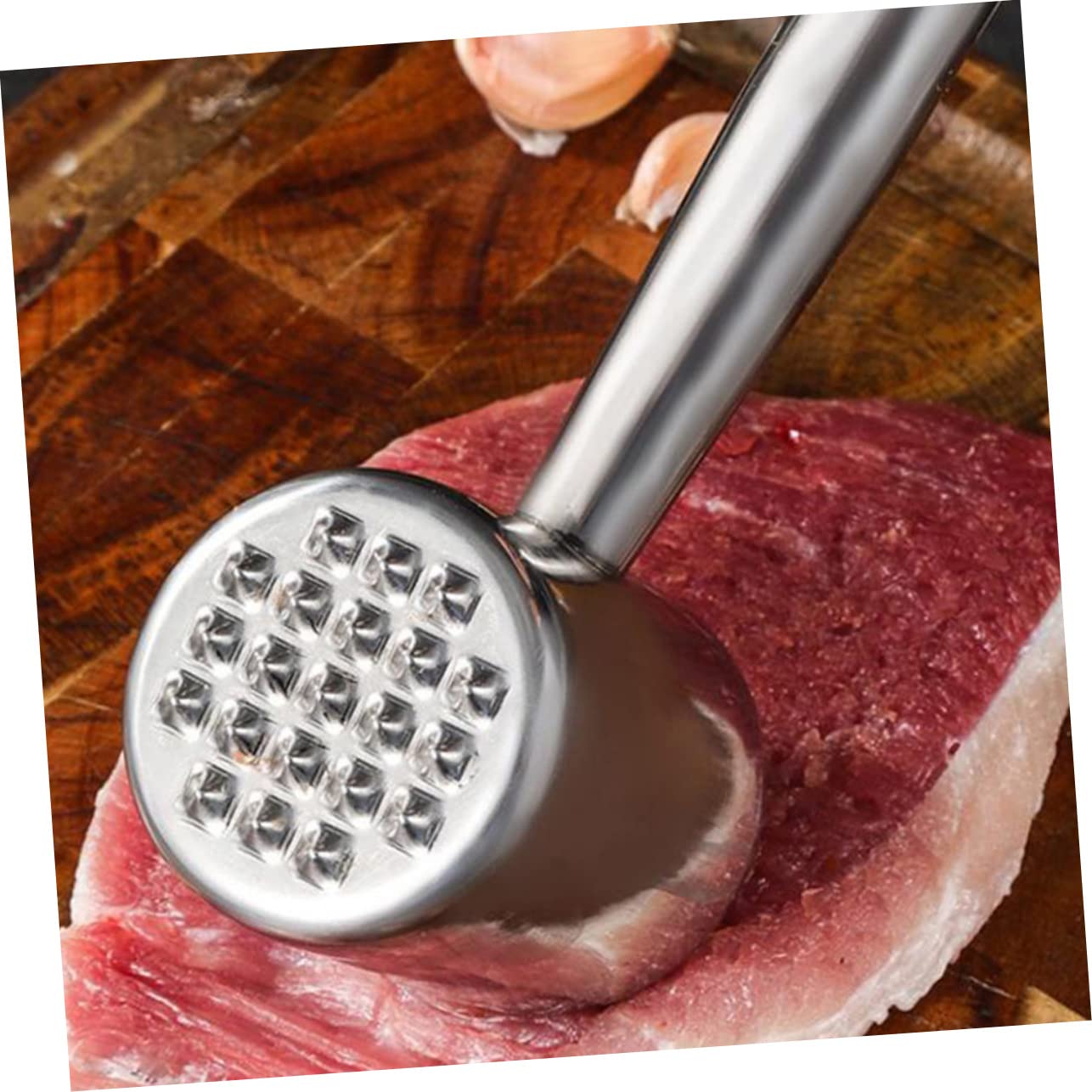 Cabilock 1pc Stainless Steel Meat Hammer Tenderizer Tool Portable Kitchen Gadget for Home and Restaurant Use and Lightweight Design for Beef Pork Chicken and Bbq Cooking