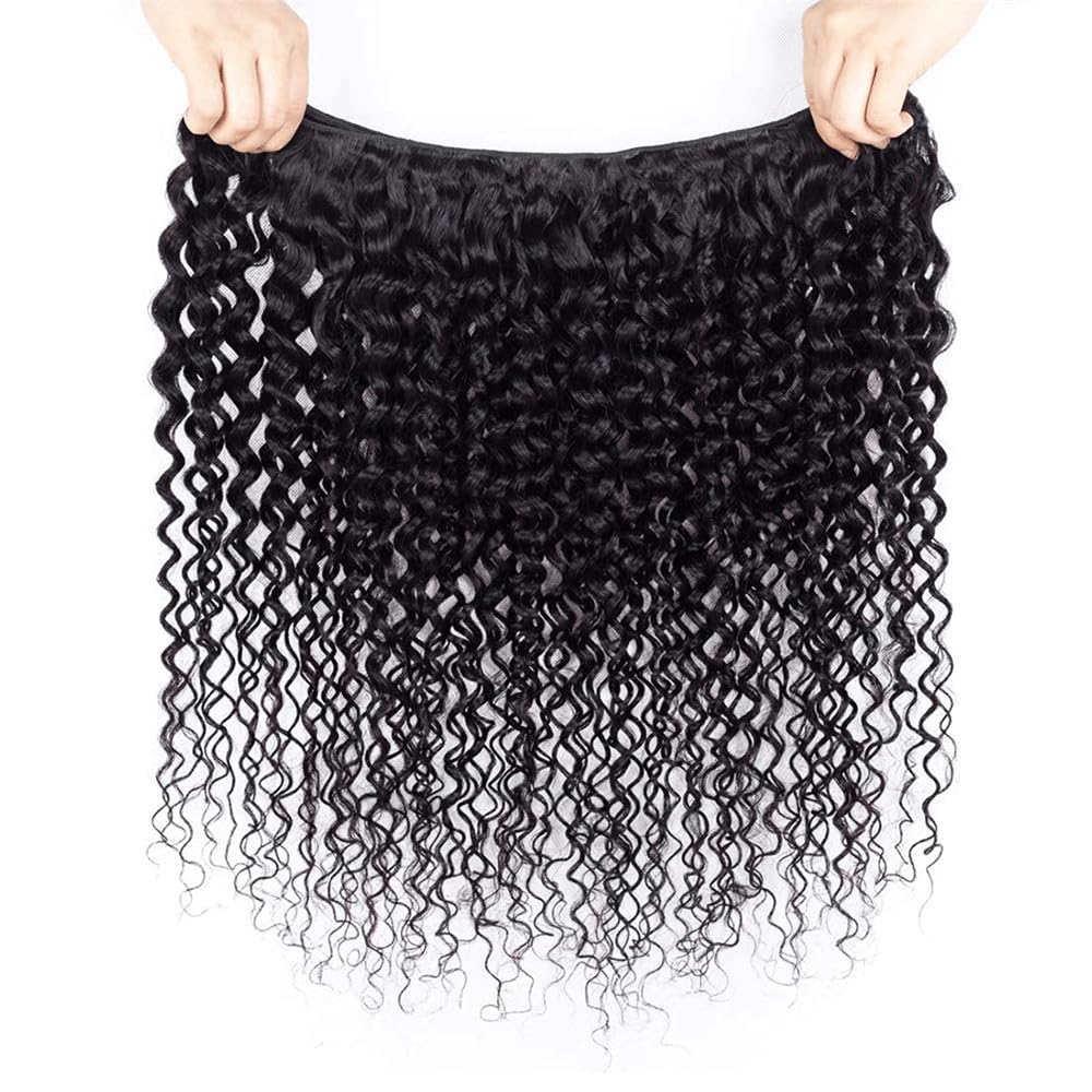 Human Hair Bundles Extensions de cheveux humains #1B Natural Black Color Curly Wave Echthaar Tressen Human Hair Extension 3 Bundles Totaling 300 Grams 12 14 16 Pouces