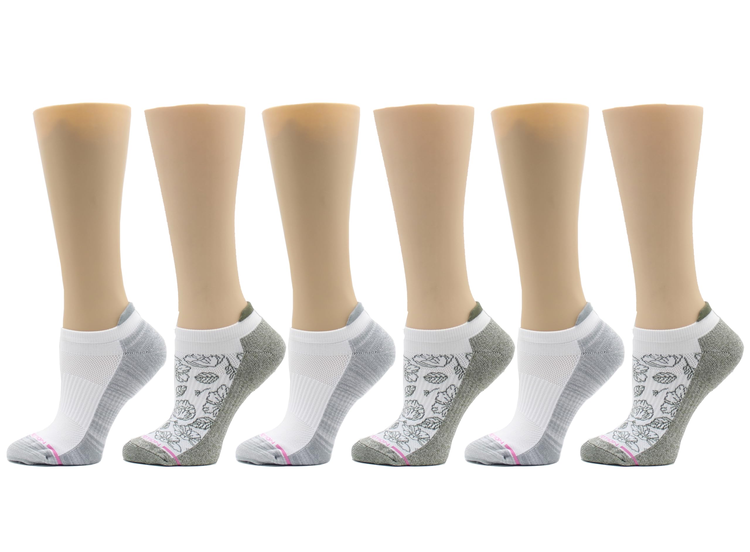 Dr. Motion Womens Ankle Socks 2 Pack, Low Cut Cushioned Compression Running Socks for Women, Arch Support, Seamless Toe