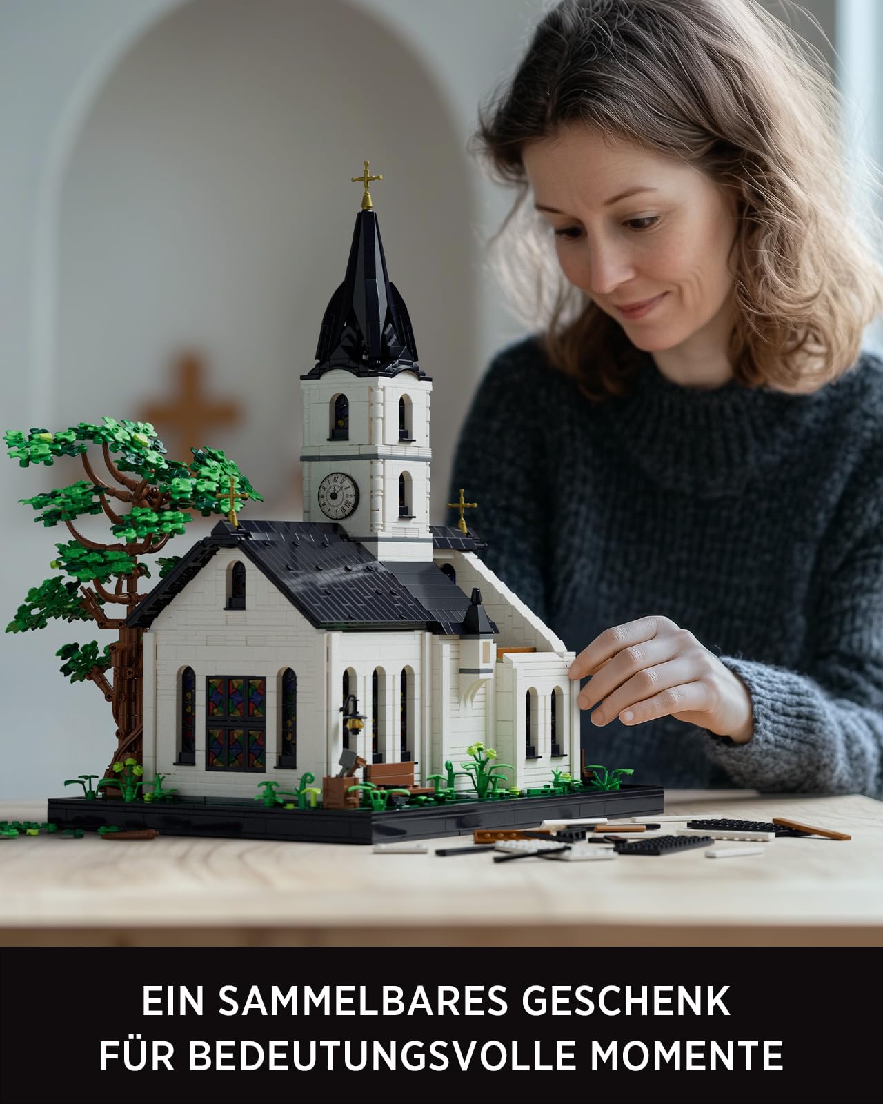 Nifeliz Kapelle Architecture Bauspielzeugsets für Erwachsene, Klemmbausteine Construction Modell im Vintage-Landhausstil, Geschenk Dekoration für Männer und Frauen (3116 Teile, NF10310)
