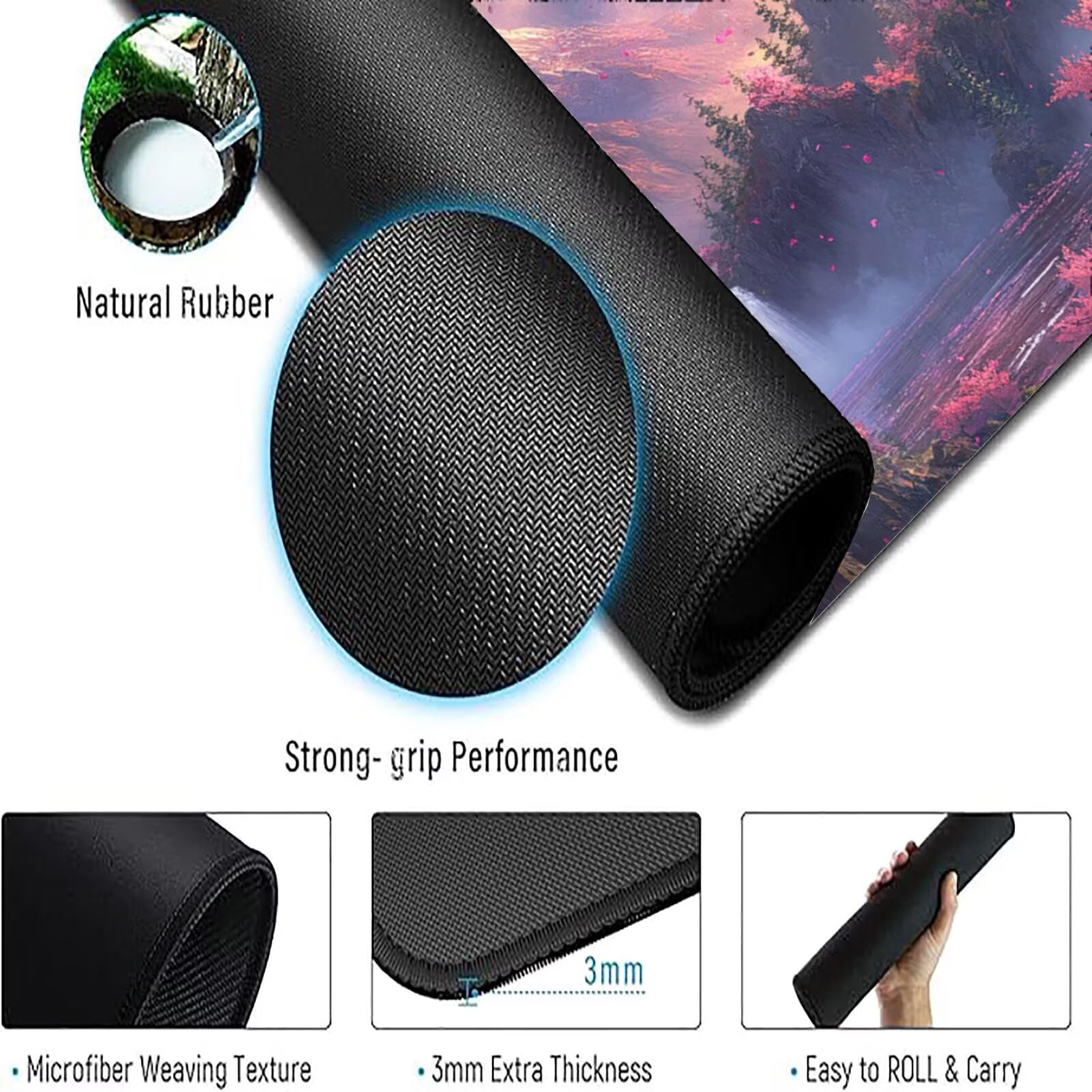 Podkładka pod mysz XXL 1400 x 700 mm różowa podkładka pod mysz z krajobrazem biurko mata podkładka pod mysz do gier antypoślizgowa gumowa podstawa zszyte krawędzie akcesoria biurowe do gier do biura i
