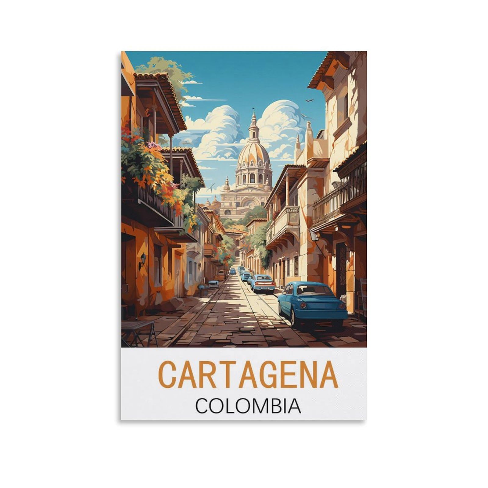 Metal Tin Sign,Cartagena Colombia,Metal Wall Decorative Tin Signs for Home Kitchen Bar Coffee Shop Club Orchard Decoration 20x30cm