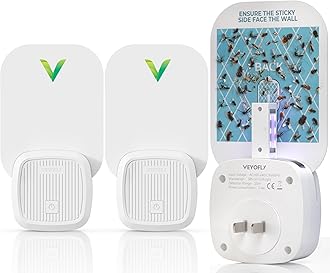 VEYOFLY2 Pack, Fly Trap, Plug in Flying Insect Trap, Fruit Fly Traps for Indoors- Safer Home Indoor- Bug Light Indoor Plug in- Mosquito Trap, Fruit Fly, Gnat Trap, Flea Trap (2 Device+6 Glue Boards)