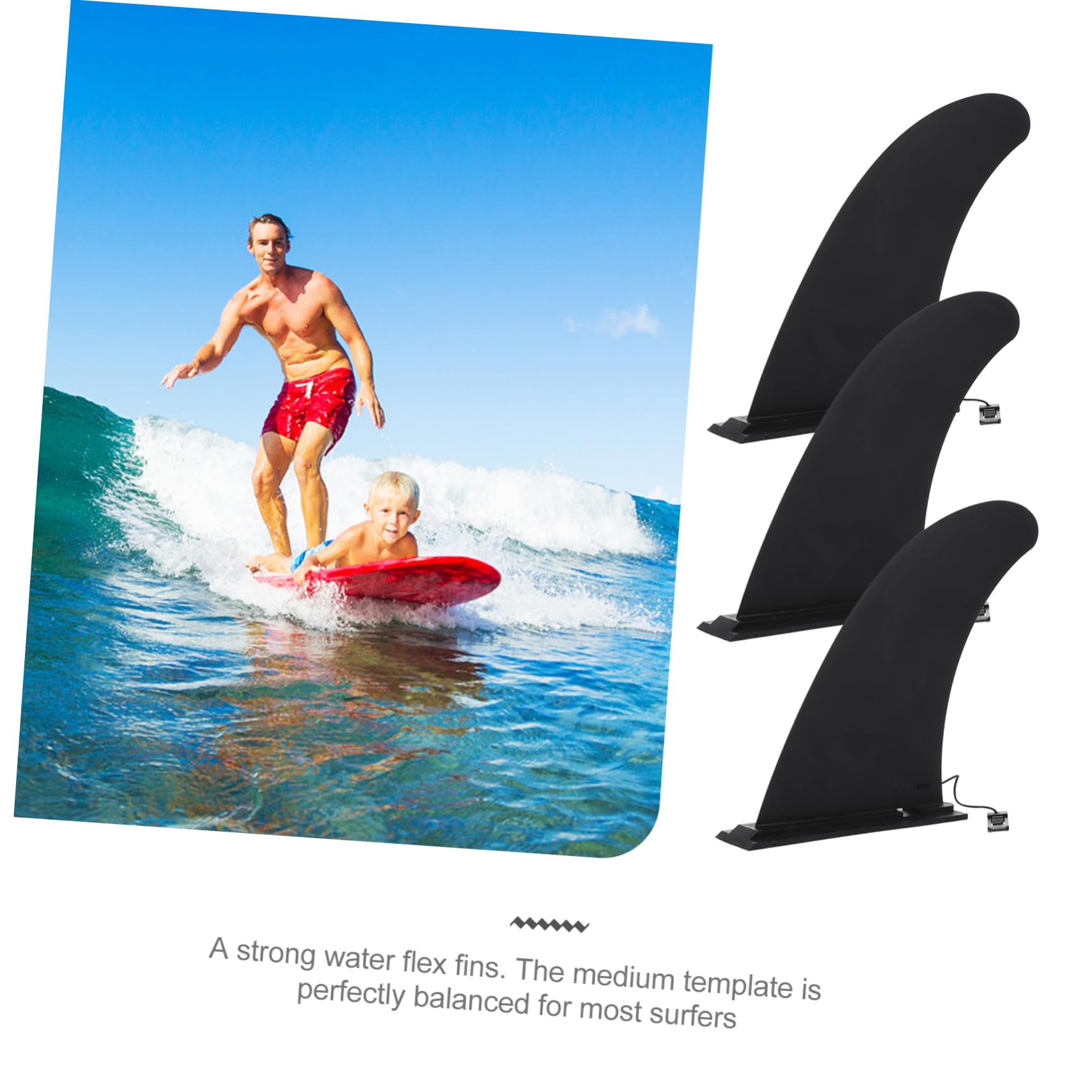 Aileron Central Amovible à Clip pour Planche de Surf, Nylon Noir, Lot de 3, Maintien Stable et Virages Rapides pour Surfboard