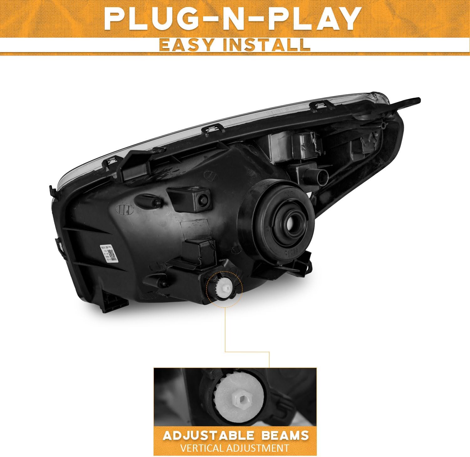 WEELMOTO for 2001-2003 Toyota Rav4 Headlight Assembly Replacement For 01-03 Rav4 Headlamp with Chrome Housing Amber Reflector Left & Right Side