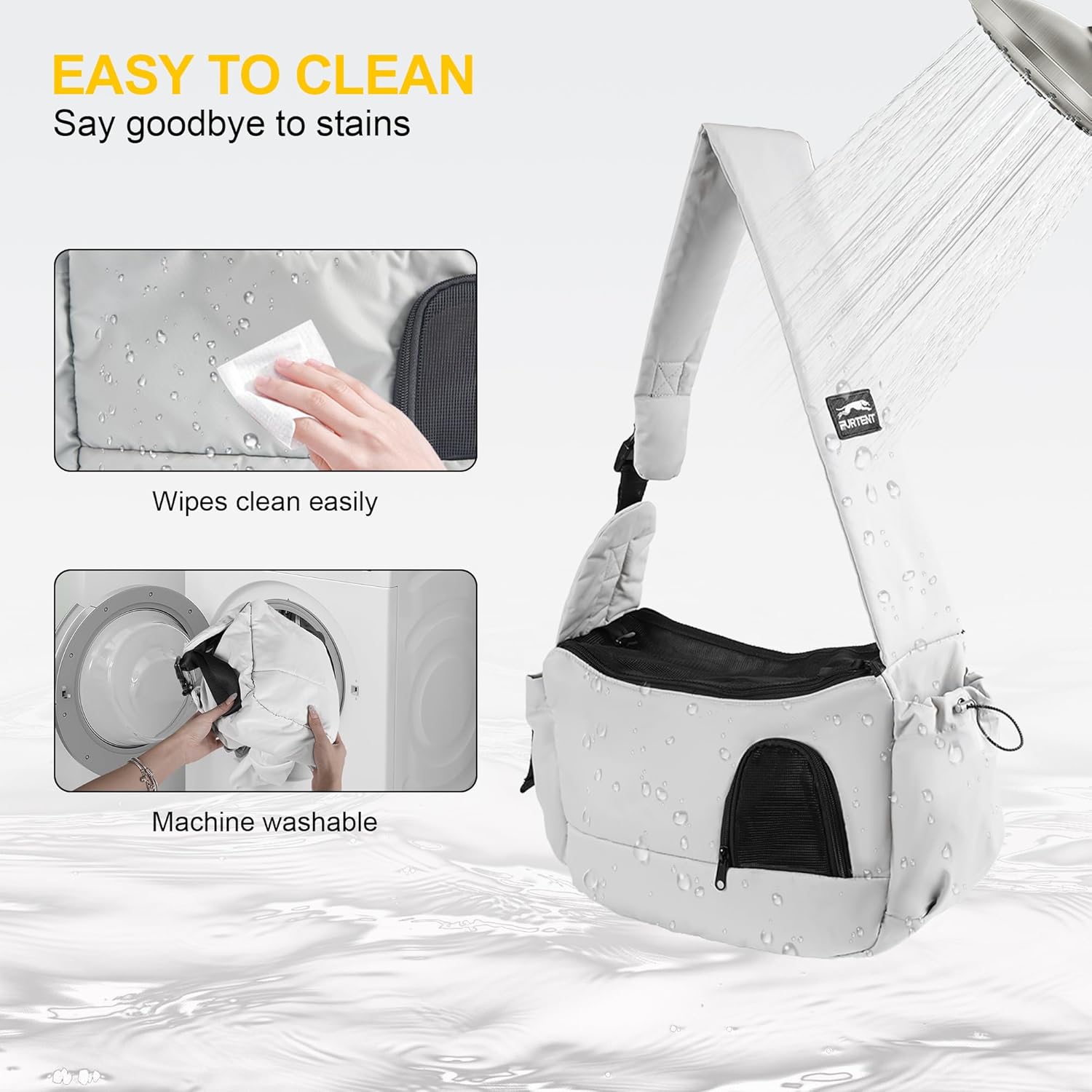 Dog Carrier Sling for Small Dogs & Cats Hand-Free Puppy Sling Purses with Storage Bag and Adjustable Shoulder Strap, Pet Sling Carrier Up to 8.8 Lbs (Grey)