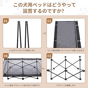 KingCamp 大型犬用ベッド Lサイズ (126 x 66 x 33 cm) KingCamp ドッグコット犬用ベッド アウトドア折りたたみ洗える