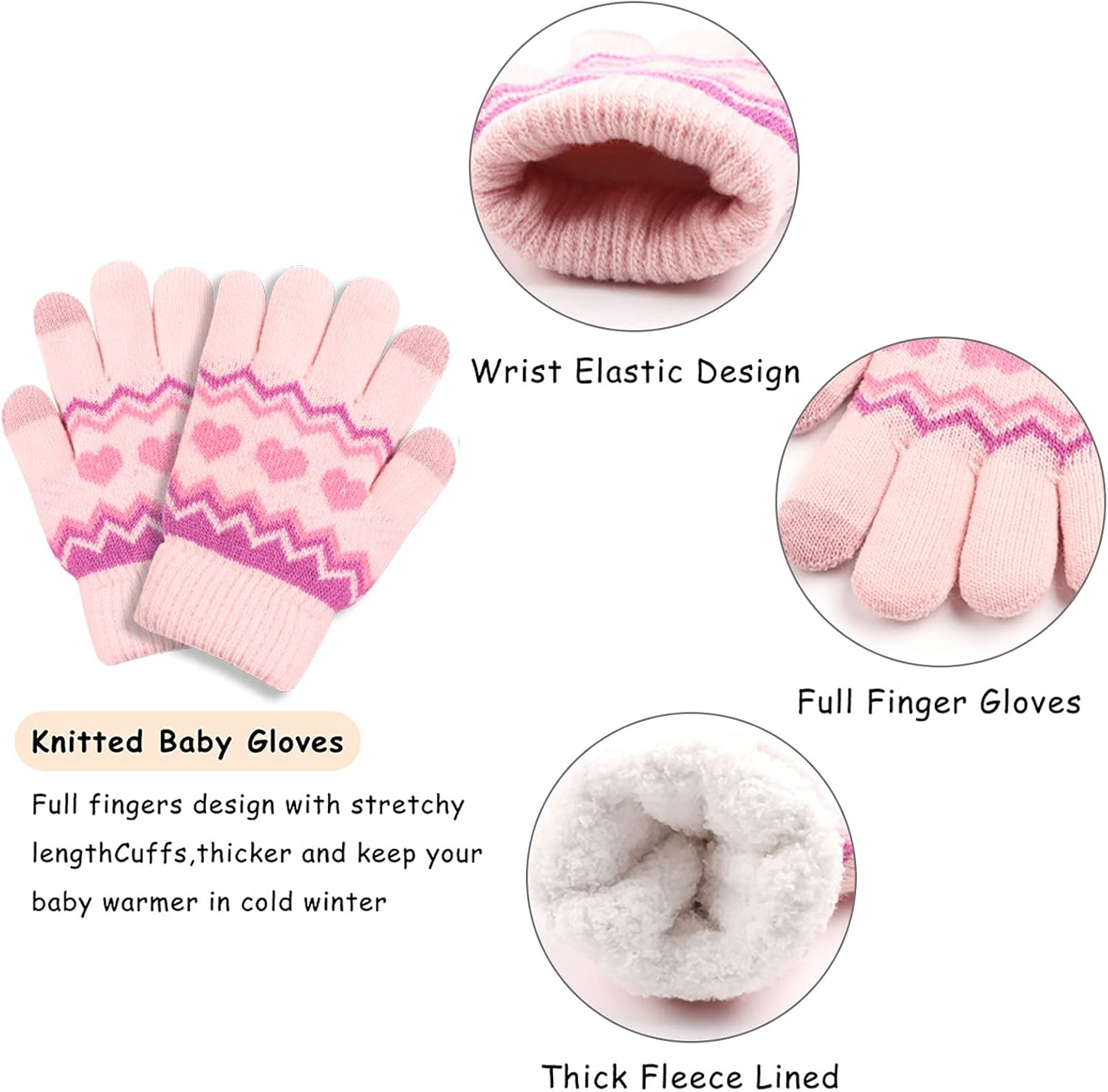 Winter Kids Hat Scarf Glove Set Knit Fleece Lined Beanie Neck Warmer Mittens for Toddler Boys Girls 3-8 Years - Image 4