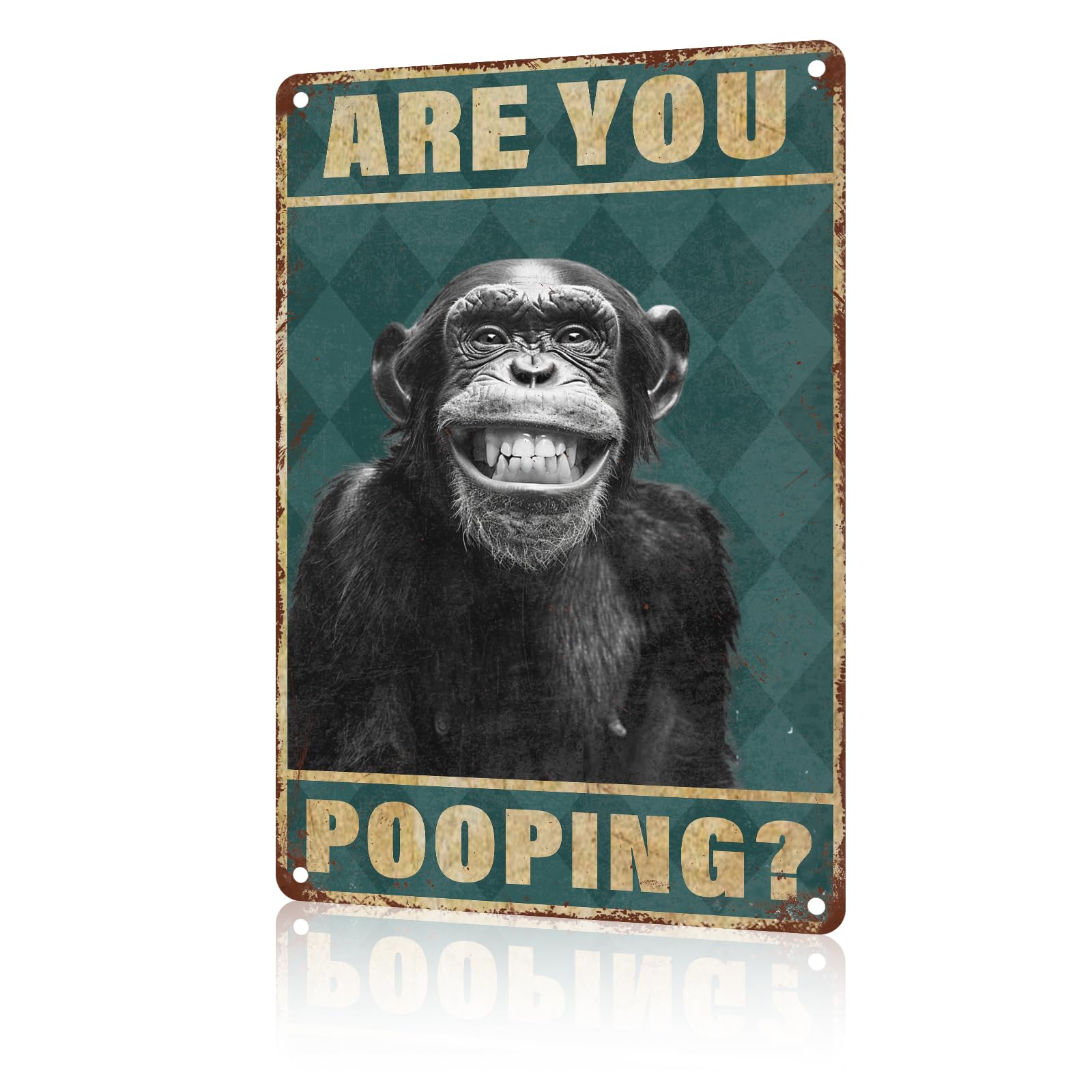 Anceky are You Pooping Chimpanzees Tin Sign Vintage Animal Sign Aluminum Metal Sign Wall Decor for Yard Outdoor Farmhouse Kitchen Home 12×16 Inch