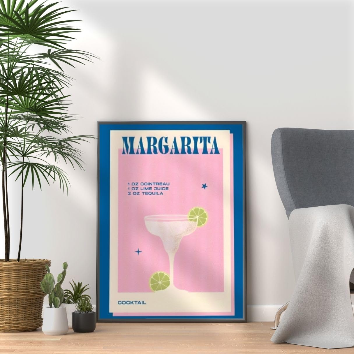Margarita - Vintage Cocktail Print, Home Bar Art Display - Retro Bar Decor for Home, Kitchen, Lounge - Ideal Poster for Cocktail Lovers, A4 A3 Home Decoration Wall Art Deco (A3 Print only)