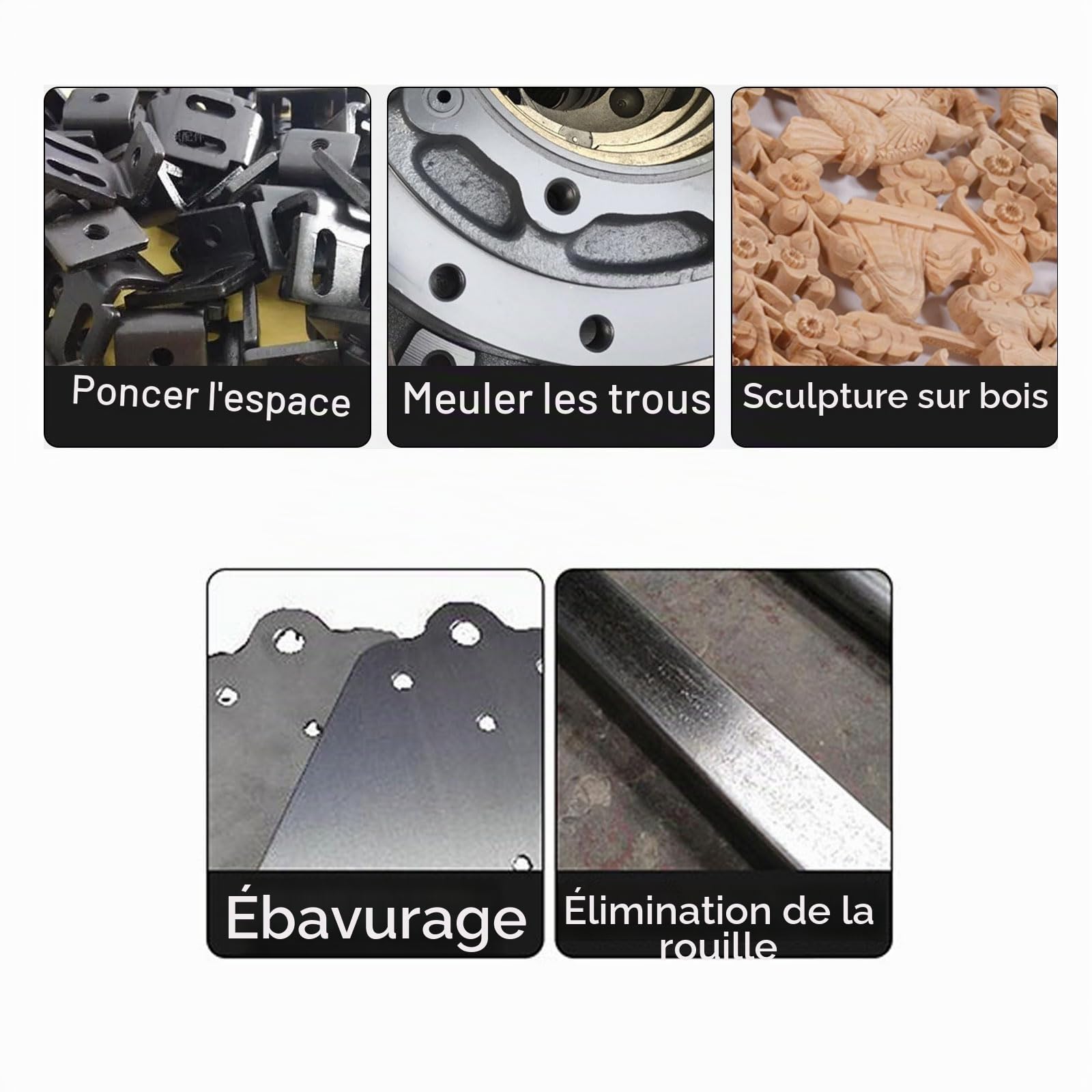Lot de 45 disques abrasifs en forme de cône de 3 x 10 mm, tête de meulage de papier abrasif pour outil rotatif, tige de 3 mm, utilisée pour rainure, écart, polissage d'angle