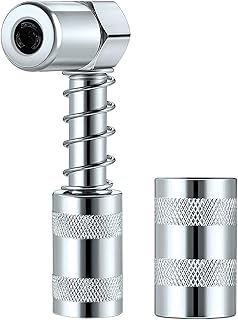 90 Degree Grease Coupler, Grease Gun Coupler with Sleeve, 90 Degree Grease Fitting Tool, 3 Jaw Angle Grease Fitting Tool for Excavator/Auto/Truck/Industrial/Farm Equipment Lubrication of Front