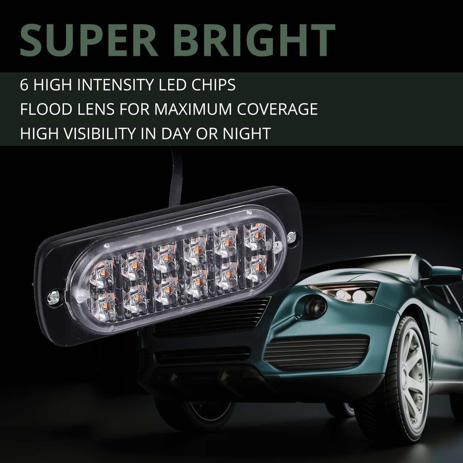 EYPINS 4X 12 LED Frontblitzer, Blinklicht Stroboskop Warnlicht Warnleuchte Notfall Warnung Blitzer Dash Strobe 48W 18 Blinkmodi für 12/24V Truck Traktor LKW Auto Emergency Gabelstapler, E57, Orange