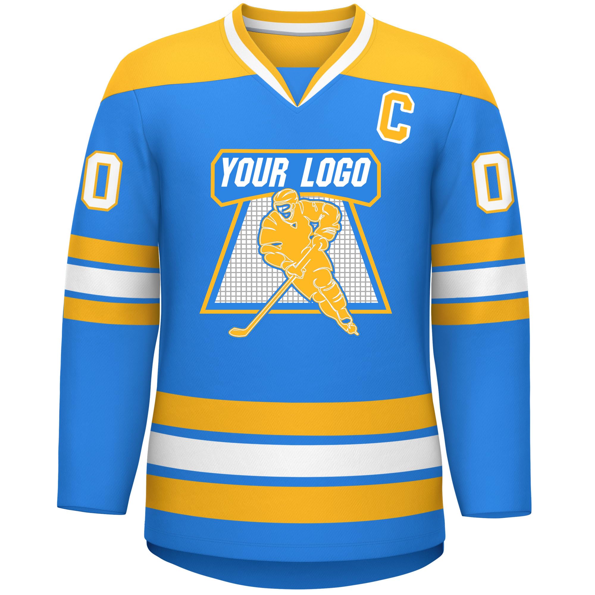 Custom Hockey Jersey Stitched or Printed Name Number V-Neck Athletic Jersey
