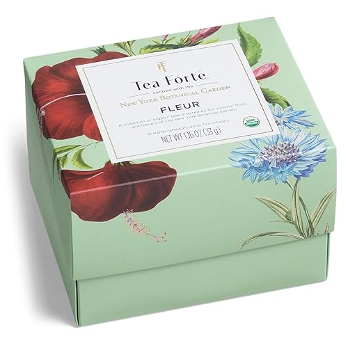 Miniatura 15 de Tea Forte Wellbeing - Juego de regalo de té de alta calidad de 3 piezas con taza de café azul claro con tapa, bandeja de té y 10 surtidos de 2