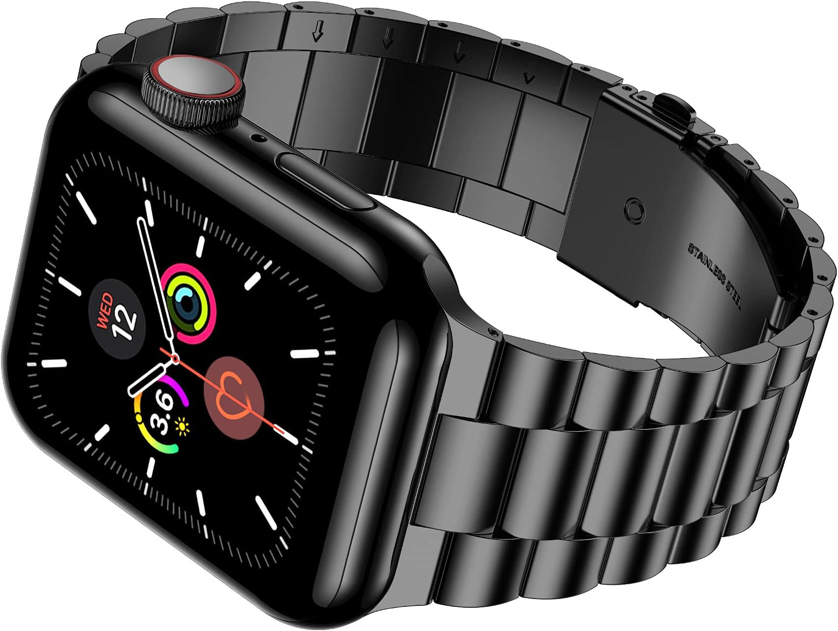 iiteeology Compatible with Apple Watch Band Series 11/10/9/8/7 46mm/42mm/45mm/41mm, Ultra 3/2 49mm, Series 6/5/4 SE 3 44mm/40mm, Series 3/2/1 42mm/38mm, Stainless Steel Metal Link Band for iWatch
