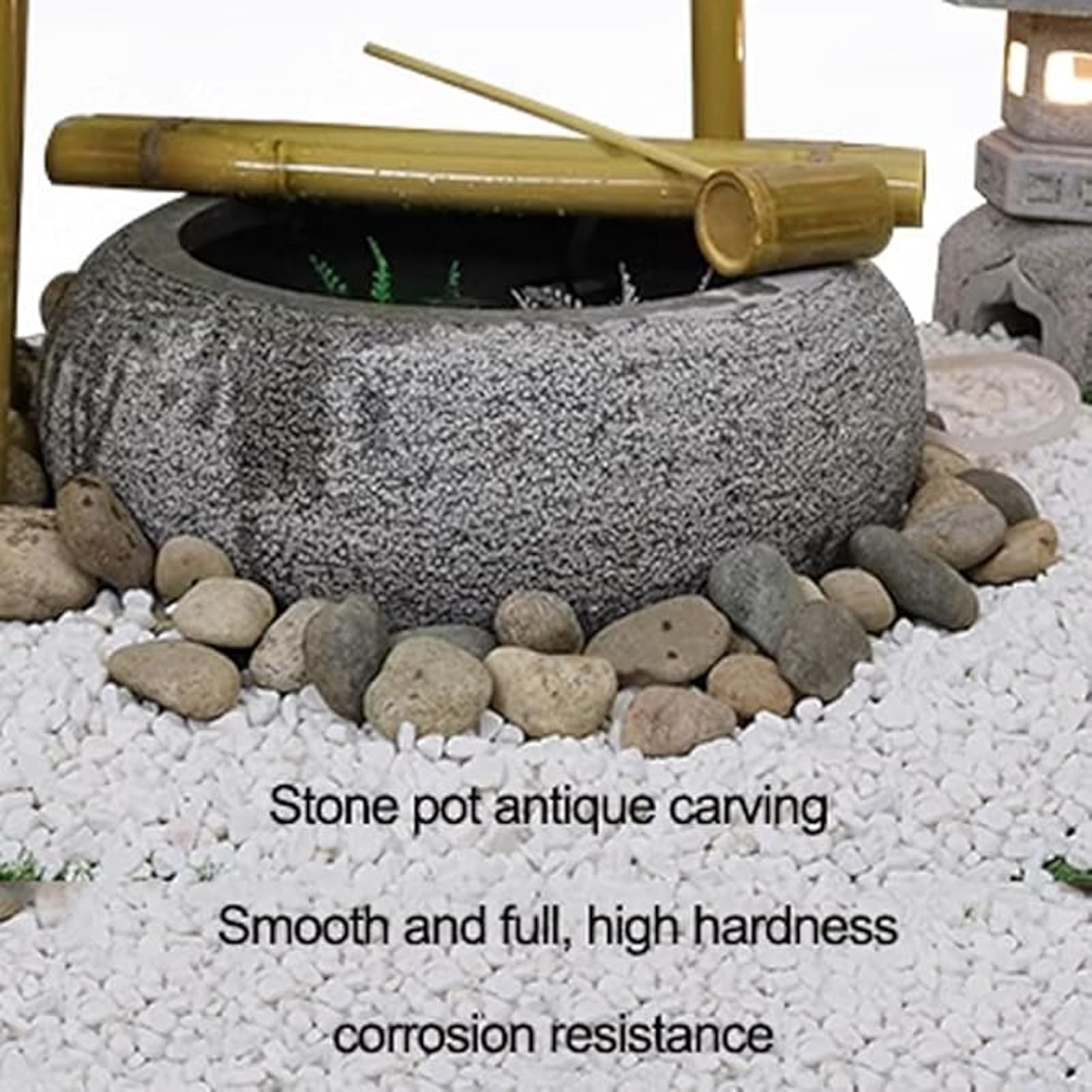 Fontana Solare in bambù con Pompa, Elemento d'Acqua Zen Feng Shui, Decorazione da Giardino autoportante, Stile Giapponese, per laghetto, Prato, Patio, Cortile, Balcone.