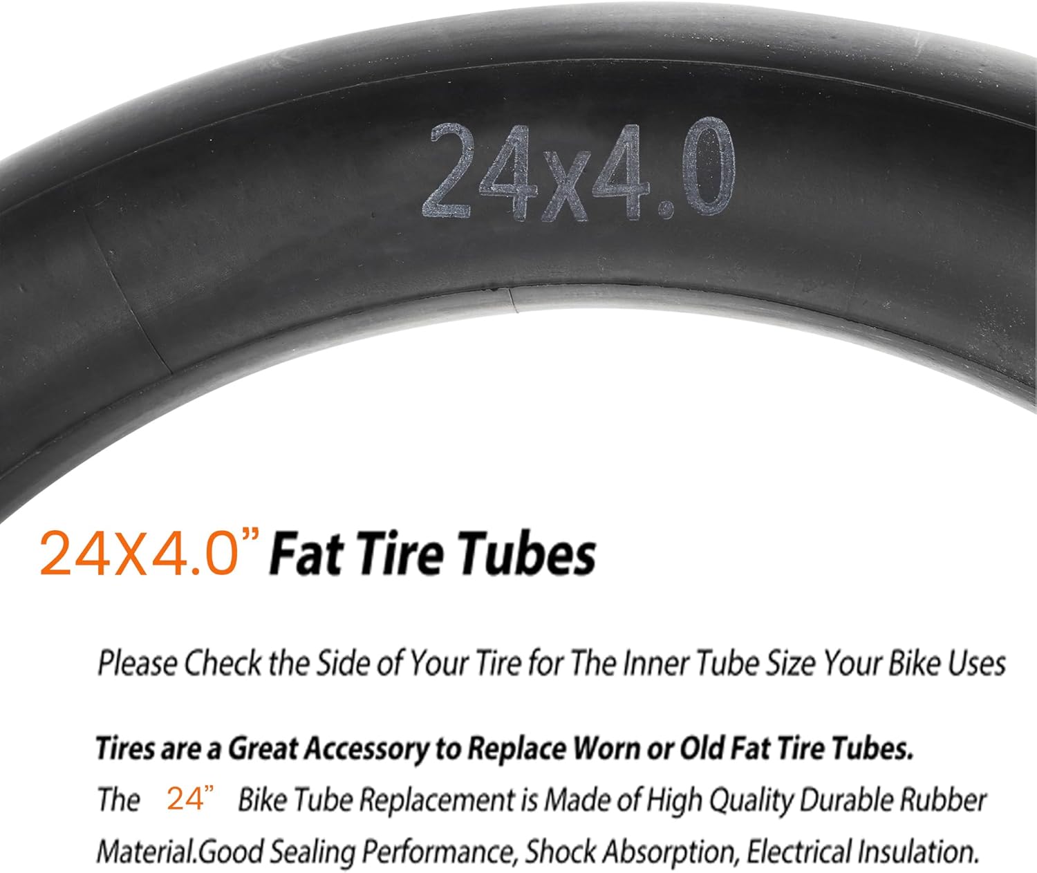 2-Pack 24x4.0 Fat Bike tire Inner Tube AV 32mm Schrader Valve 24" Fat Tubes Compatible with E Fat Bike Mountain Bike 24 x 3.50 24x3.60 24x3.80 24 x 4.0 Electric Bike Bicycle Tat Tubes
