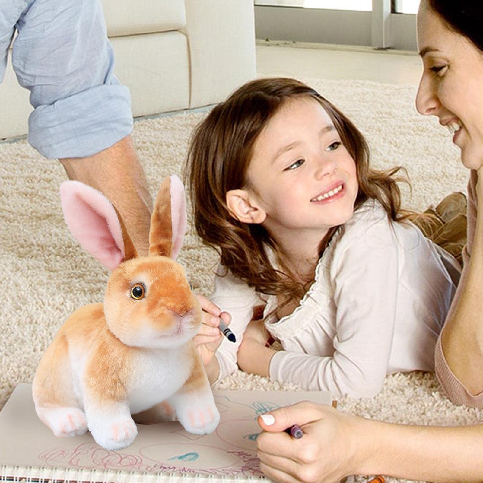 Super Süßer Osterhase Plüsch | Graues Kuscheltier Zum Sitzen & Liegen | Geschenk Für Kinder