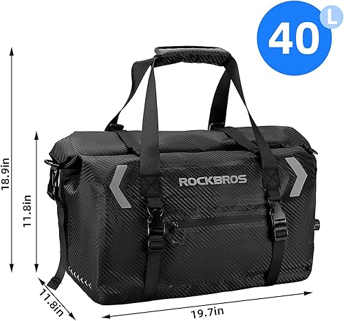 Miniatura 3 de ROCKBROS Bolsa de lona impermeable de 20-60L para motocicleta, bolsa de lona seca para motociclismo, barco, kayak, camping, pesca, aventura al aire