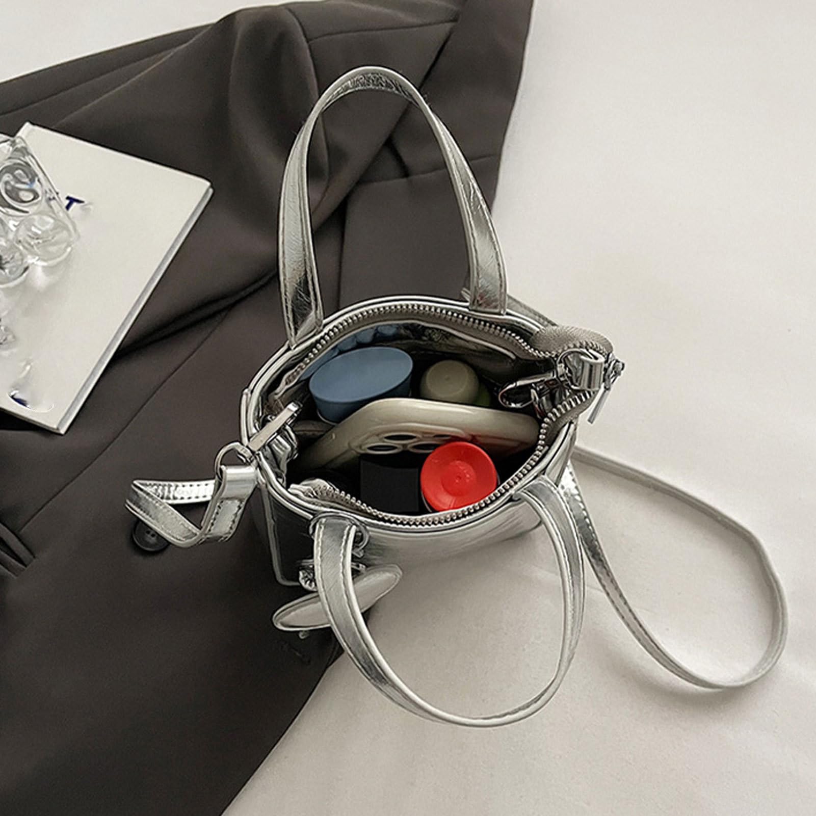 Eimertasche, Einkaufstasche für Damen | PU Eimer Handtaschen Klein Handtasche | Arbeitstasche für Frauen, Hobo Taschen Umhängetasche, lässige Tote Bag für