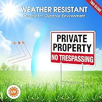 Vista 3 de T&R Cartel de Prohibido Pasar Propiedad Privada con Estaca en H para Exterior, Paquete de 3, 12"x8" de 0.040 de Aluminio Pesado Libre de Óxido