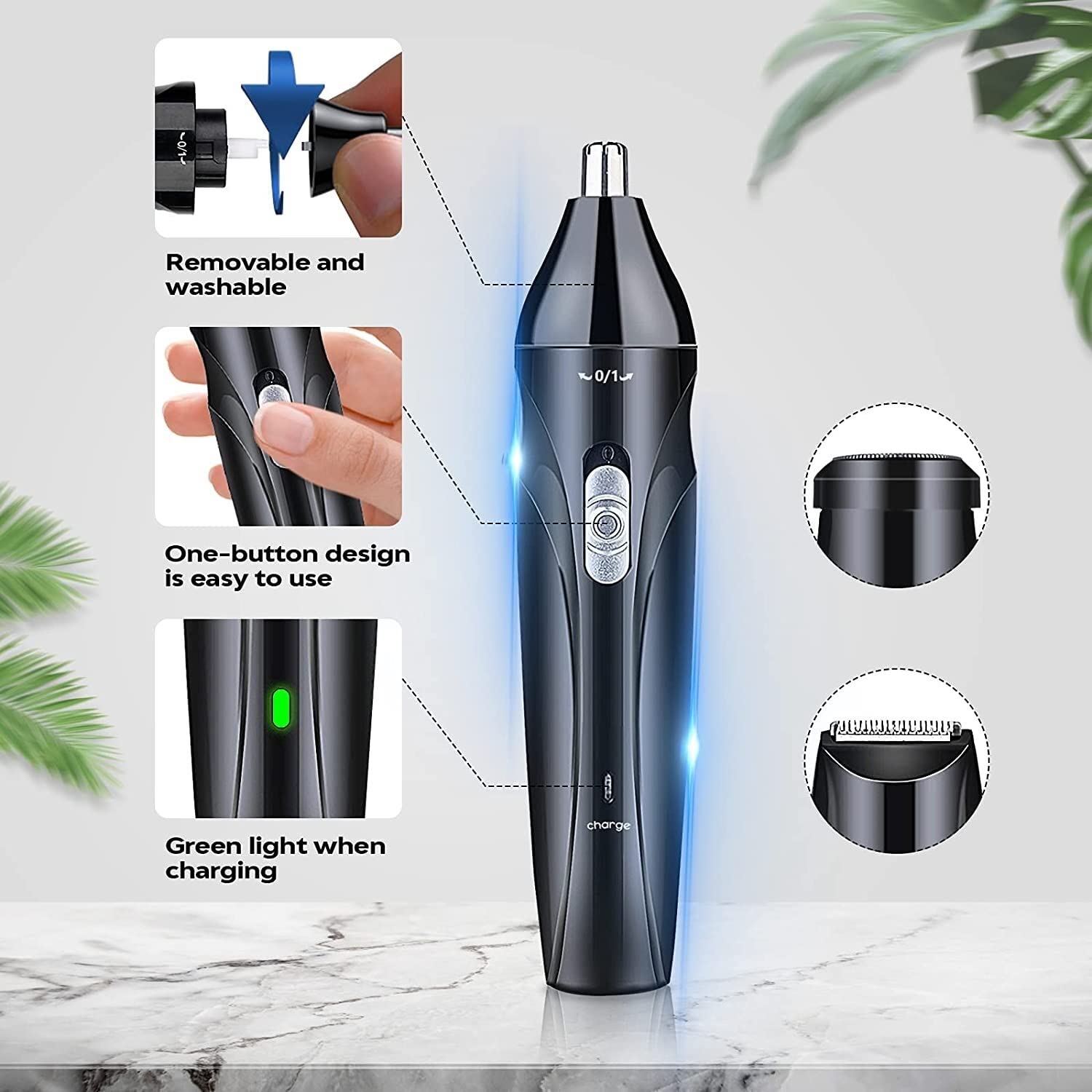 Rasatore per peli del Naso, Professionale USB Ricaricabile, Pulizia dei peli dell'orecchio e del Naso, indolore, Facile da Pulire, Unisex