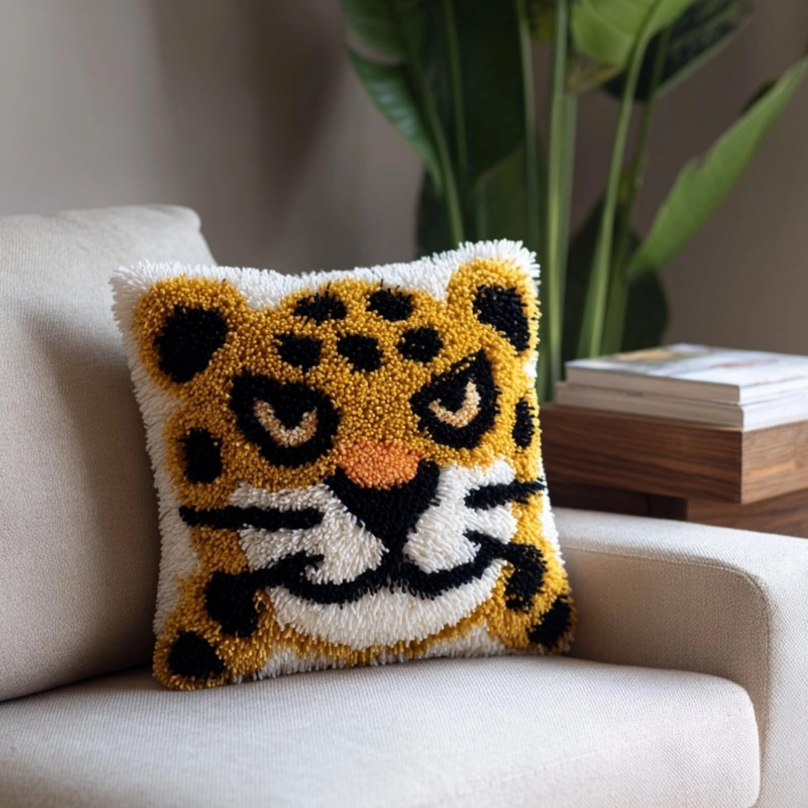AxiangziK Latch Hook Cushion Kit for Beginners,Leopard