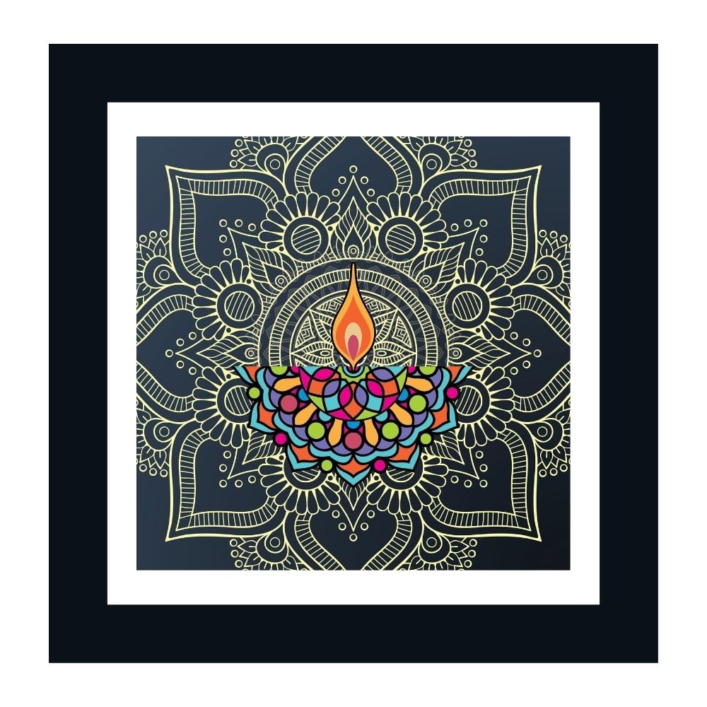 DEKORSTATION Wall Paintings for Living Room Bedroom, Office Framed Mandala Wall Art Print/Posters/Painting for Wall Decoration (12x12 Inches)