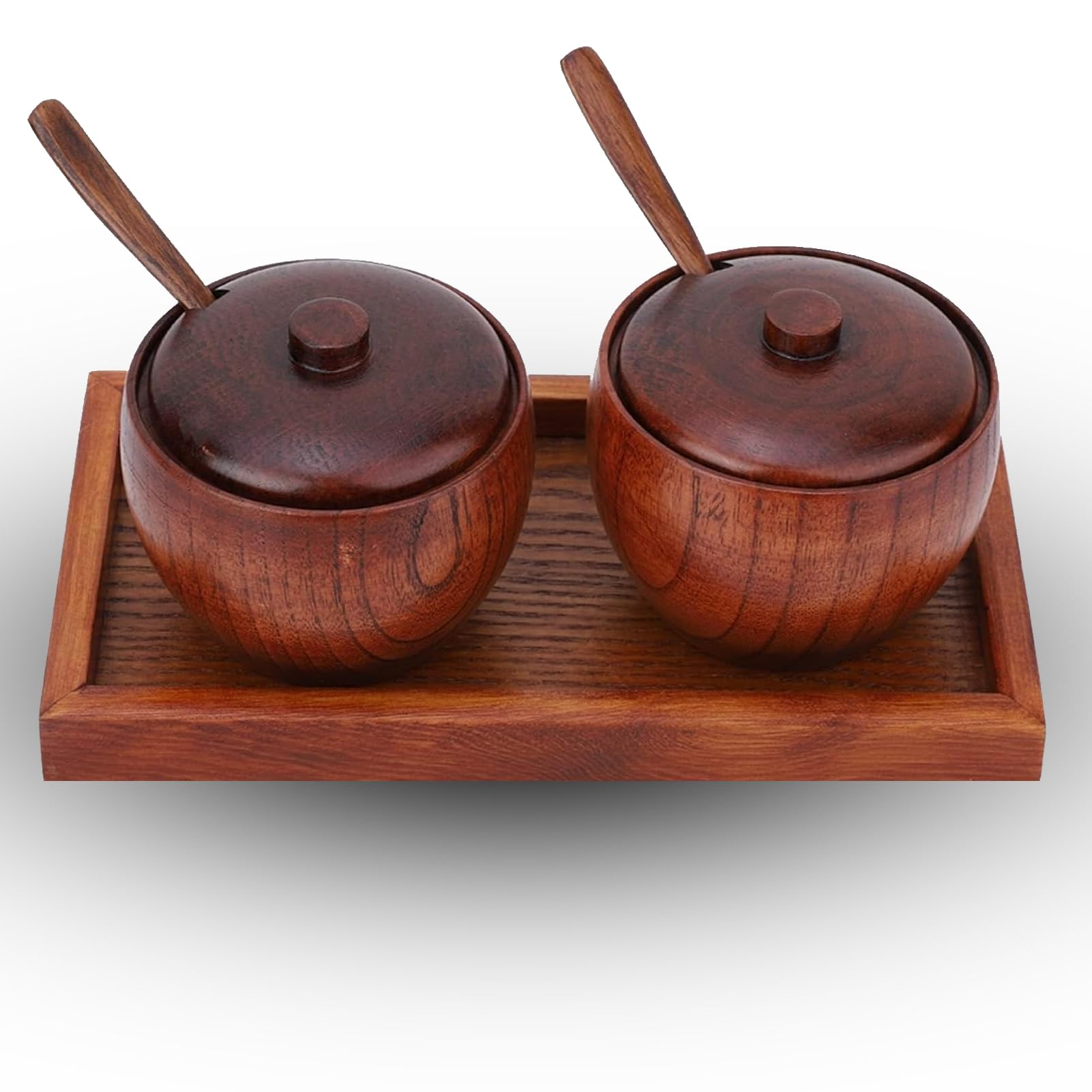 Vinta Salz- und Konter-Set aus Holz, mit Löffeldeckel und Boden, für Zuhause, Küche, rustikale Küchendekoration, Küchenzubehör