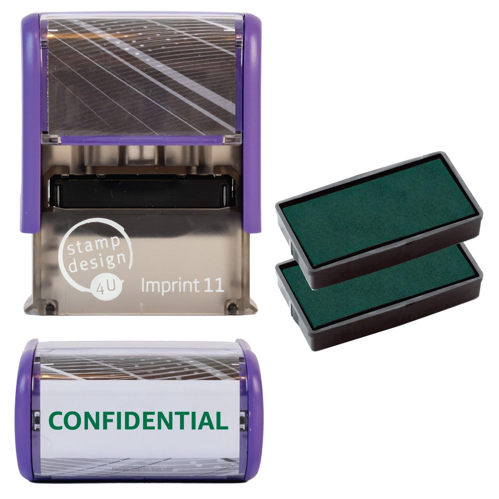 Confidential Self Inking Rubber Stamp for Stamping Your Confidential Documents - Green Confidential Stamp with 2 Extra Inkpads