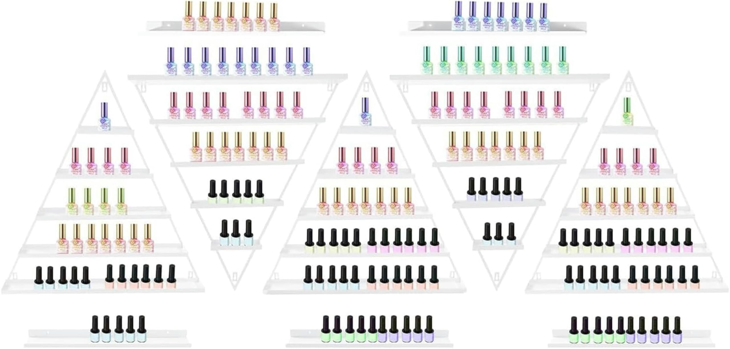 Porta smalti da Parete, 10 Pezzi per riporre Trucco, Oli Essenziali, Cosmetici e profumi, Soluzione salvaspazio per casa e Salone (Bianco)