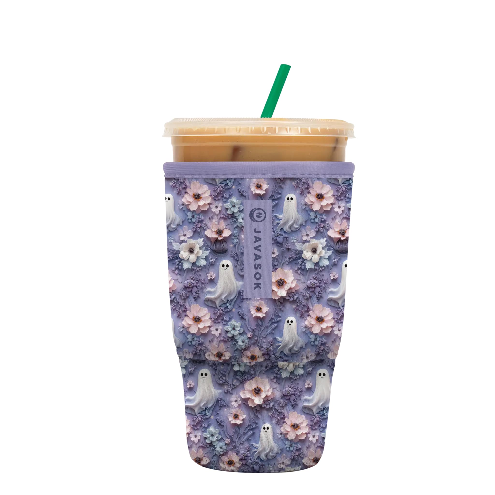 Sok It JavaSok Iced Coffee &amp; Cold Soda Insulated Neoprene Cup Sleeve (Ghostly Garden, Large: 30-32oz)
