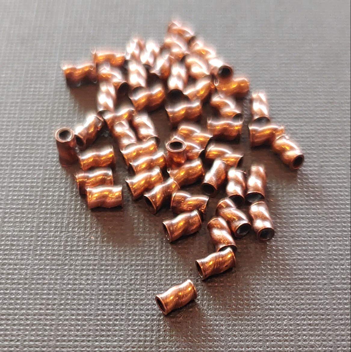 Twisted Tornado Crimp Bead ULTRAPLATE® .019 Bella Flamed Antique Copper UltraPlate 3mm (Pk 25) Made in USA.