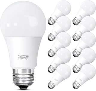 Feit Electric, LED Light Bulbs, 60W Equivalent, Non Dimmable, 5000k Daylight, 800 Lumens, 10 Year Lifetime, E26 Base, A19 LED Light Bulbs, CRI 90, UL Listed, Damp Rated, 10 Pack, OM60/950CA10K/10