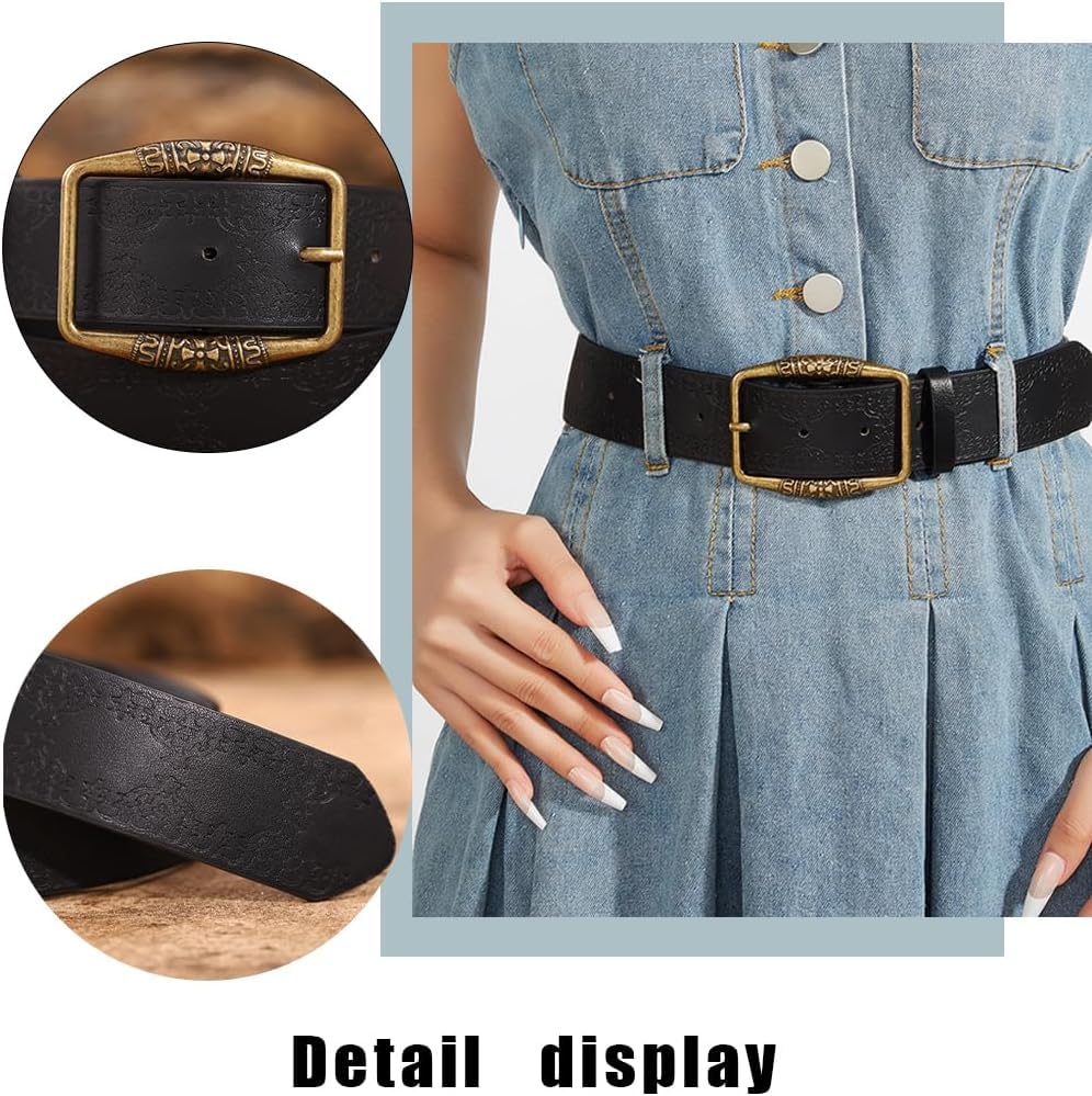 Women's Western Belt with Gold Buckle, Vintage Cowgirl for Jeans Pants Dress4