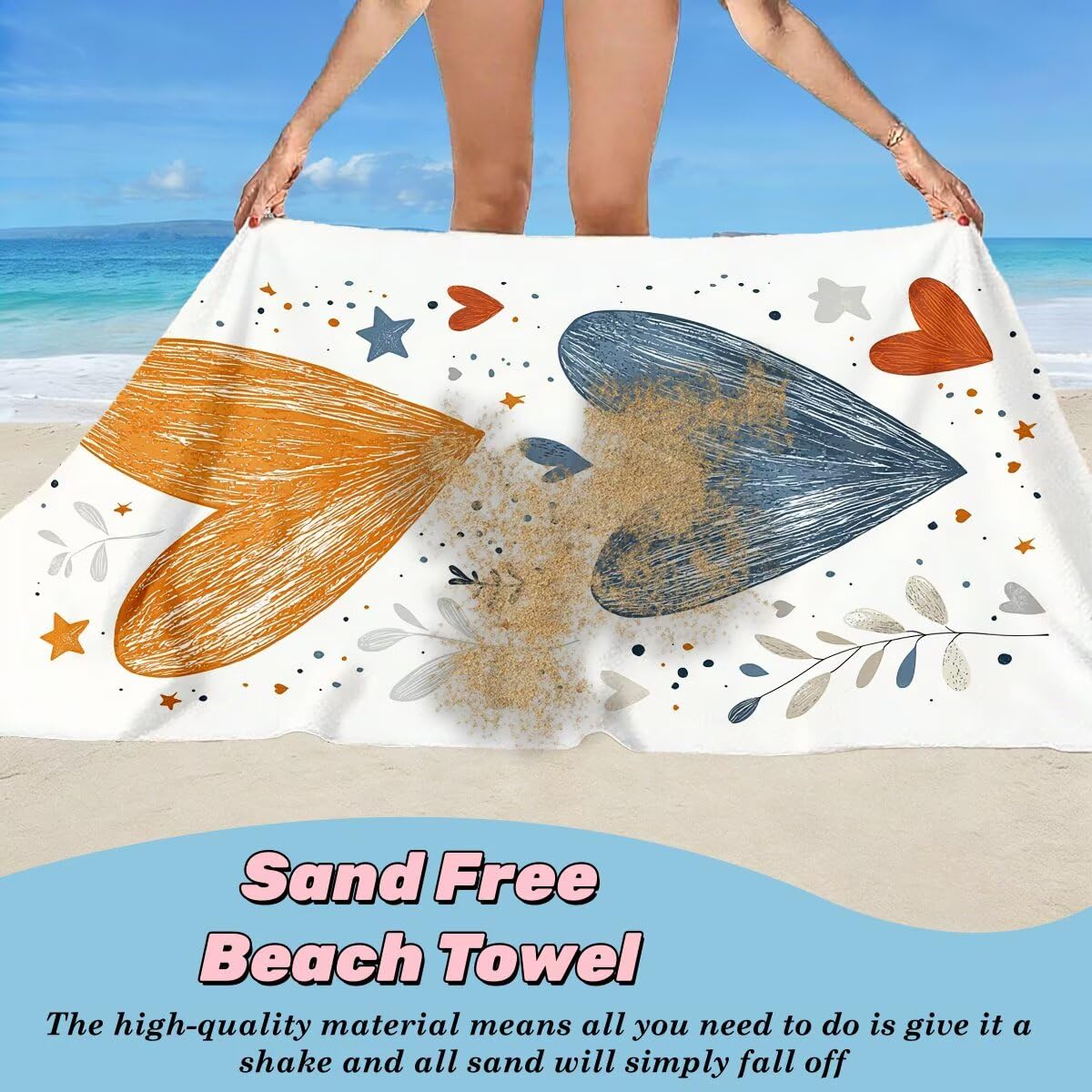 Ręcznik plażowy 100 x 200 cm, ręcznik gimnastyczny z mikrofibry szybkoschnący, zestaw 2 anty-piaskowych ręczników plażowych, lekki kompaktowy duży ręcznik z mikrofibry do podróży, prezent dla mężczyzn